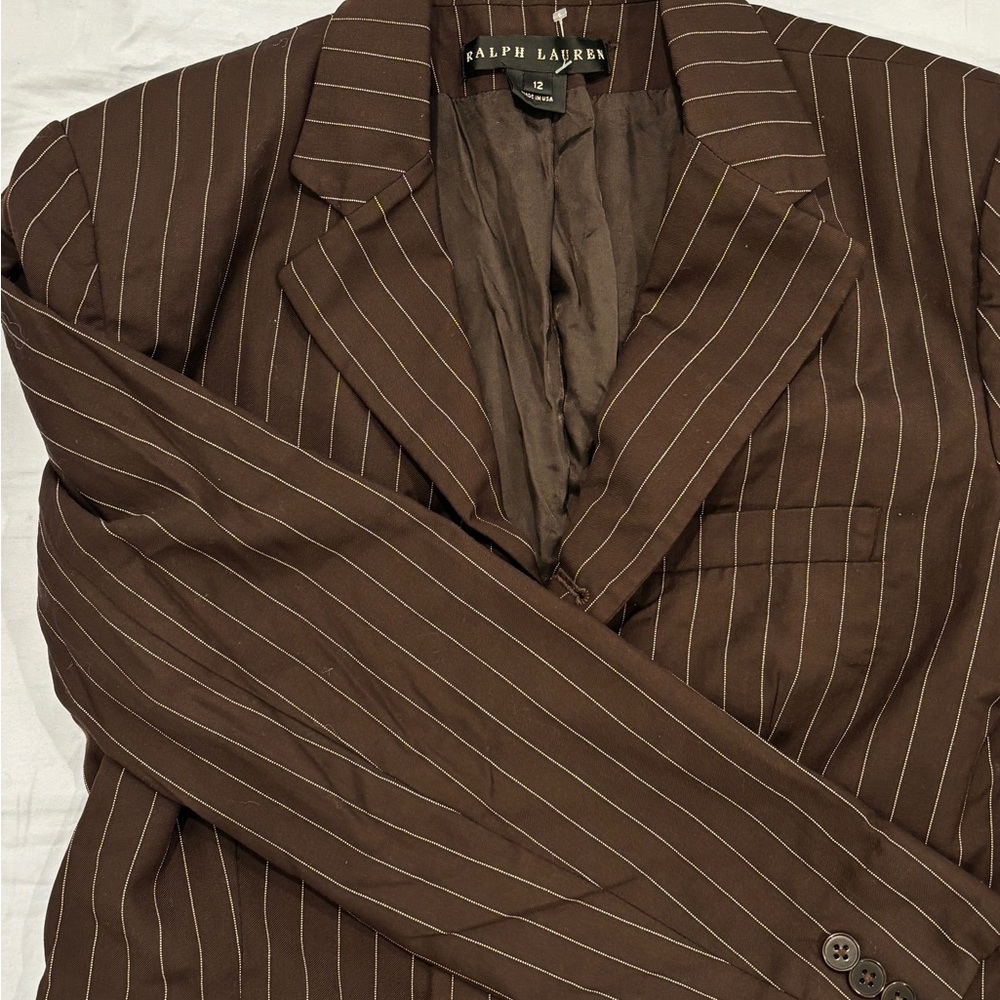Polo by Ralph Lauren Brown Pinstripe Blazer